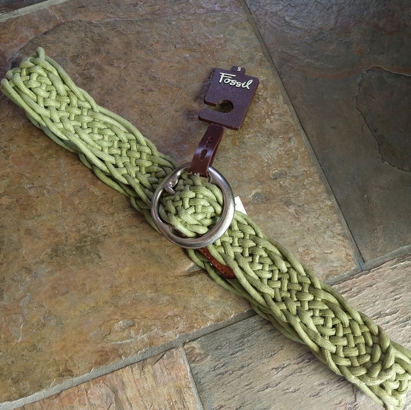 nwt FOSSIL woven green fabric belt S - Picture 2 of 6